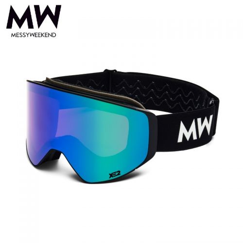 MESSYWEEKEND - CLEAR XE2 Skibrille - Black Green Mirrored