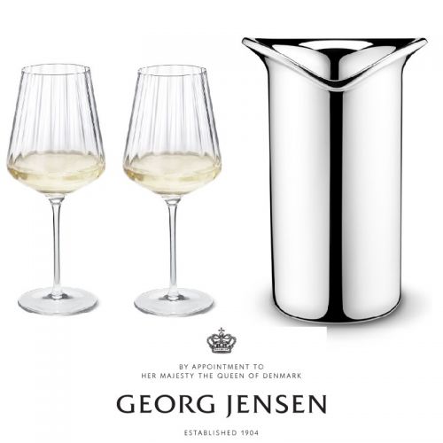 Georg Jensen Gavepakke: WINE & BAR COOLER & 6 stk. Hvidvin